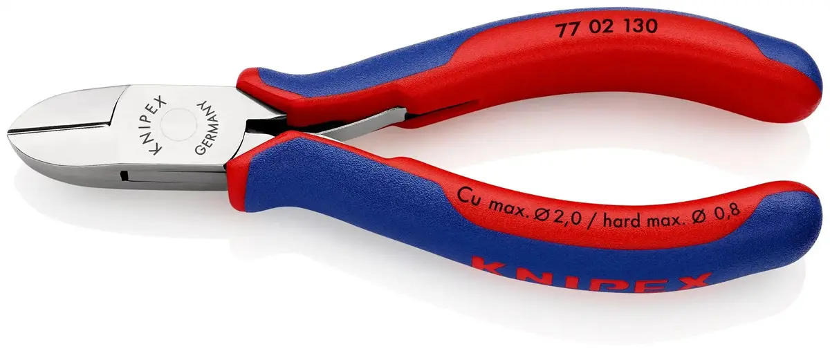 Knipex Electronics Diagonal Cutter Pliers Round Head Small Bevel 130Mm Multi Component Grips 77 02 130 Sb 1