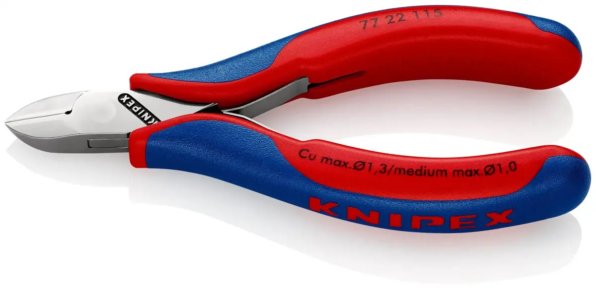 Knipex Electronics Diagonal Cutter Pliers Round Head Without Bevel 115Mm Multi Component Grips 77 22 115 1
