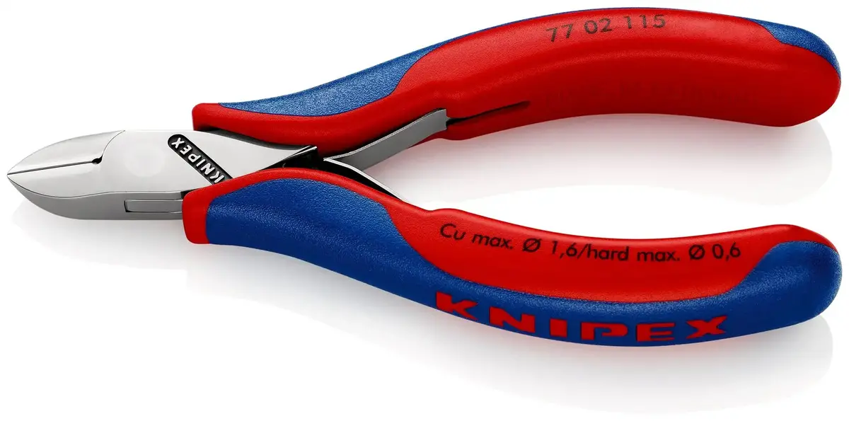 Knipex Electronics Diagonal Cutter Pliers With Carbide Cutting Edges 115Mm Multi Component Grips 77 02 115 1