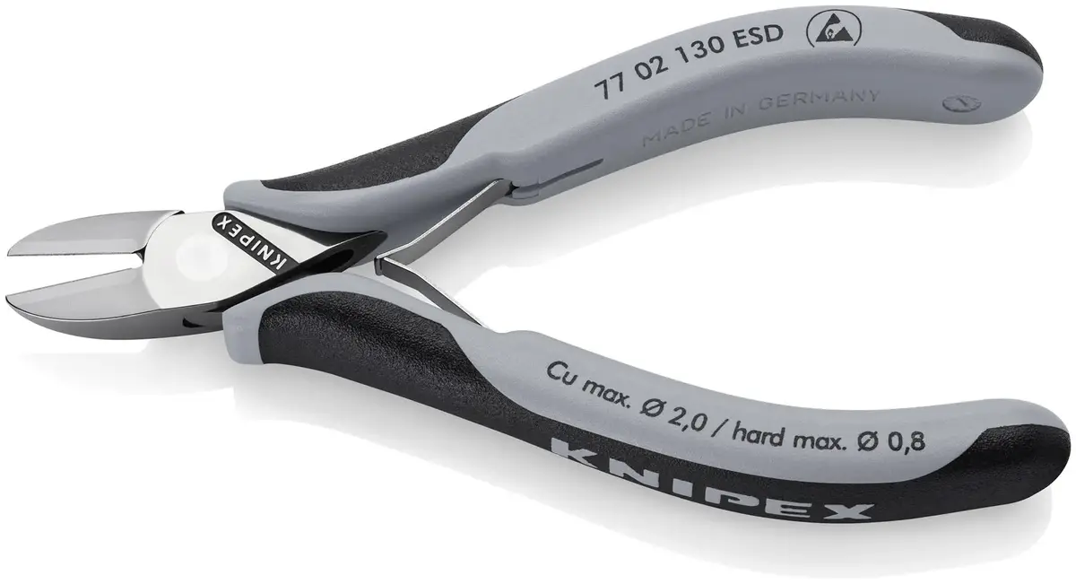 Knipex Electronics Diagonal Cutter Pliers With Carbide Cutting Edges 130Mm Multi Component Grips 77 02 130 Esd 2