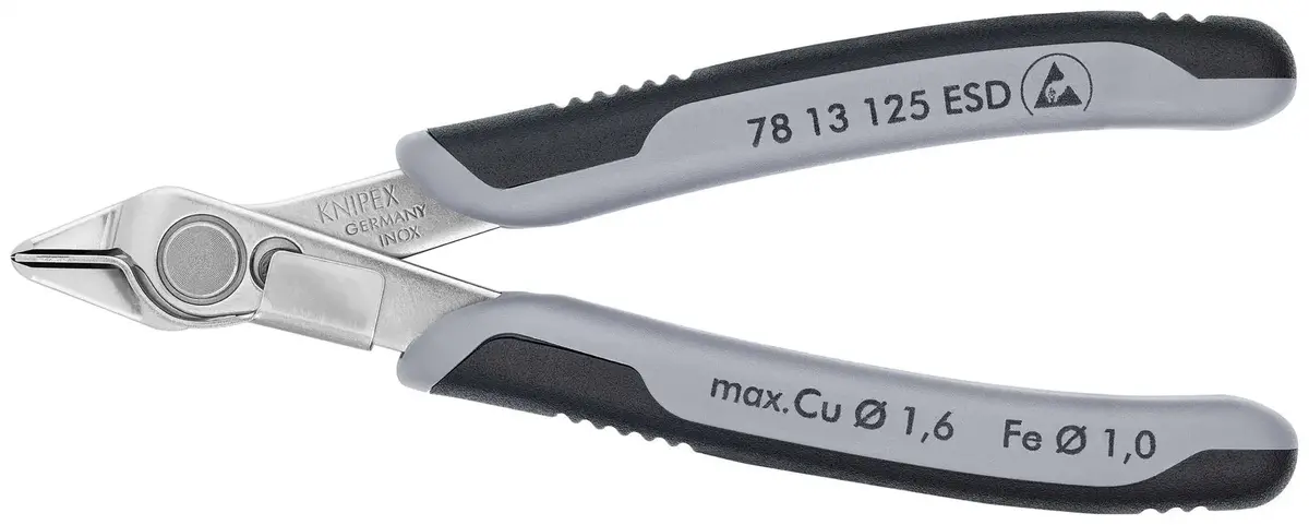Knipex Electronics Super Knips Precision Cutting Pliers 125Mm Multi Component Grips 78 13 125 Esd 1