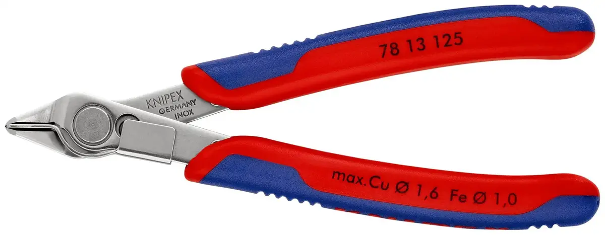 Knipex Electronics Super Knips Precision Cutting Pliers 125Mm Multi Component Grips 78 13 125 Sb 1