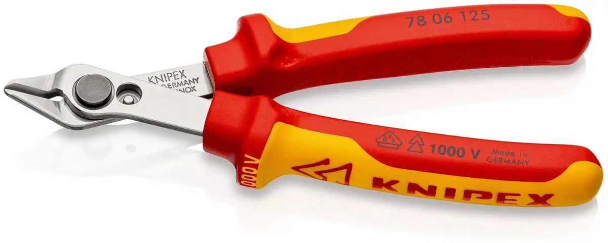 Knipex Electronics Super Knips Precision Cutting Pliers 125Mm Vde Multi Component Grips 78 06 125 Sb 1
