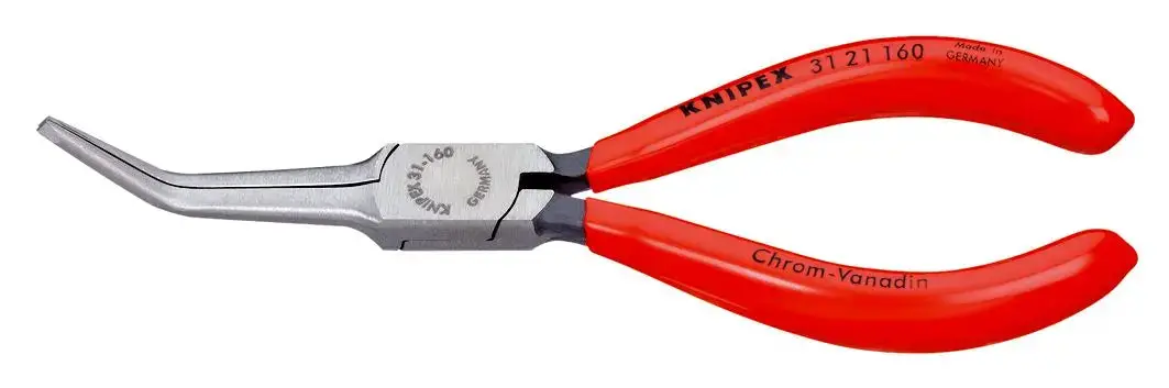 Knipex Flat Needle Nose Pliers Bent Nose 160Mm Plastic Coated 31 21 160 1