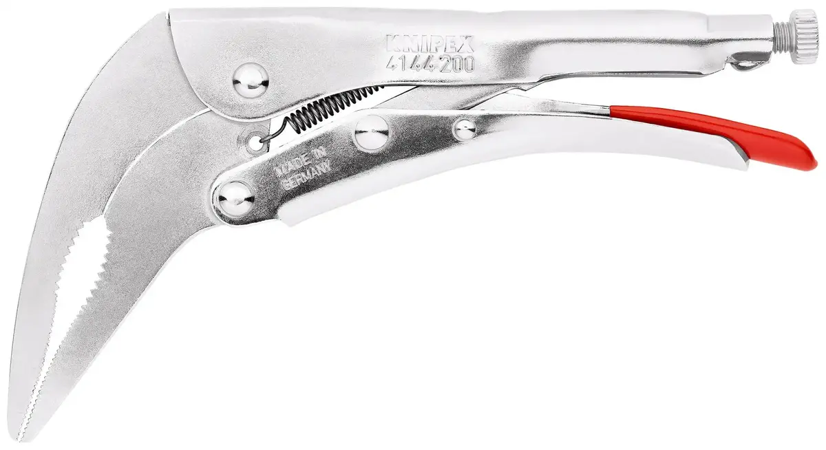 Knipex Grip Locking Pliers Mole Grips Bent Nose 200Mm Galvanised 41 44 200 1