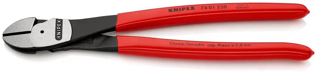Knipex High Leverage Diagonal Side Cutting Pliers 250Mm Polished Head 74 01 250 1