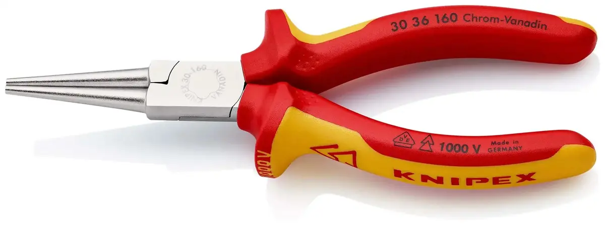 Knipex Long Nose Pliers Heavy Duty Wear Resisting 160Mm Vde Chrome Multi Component Grips 30 36 160 1