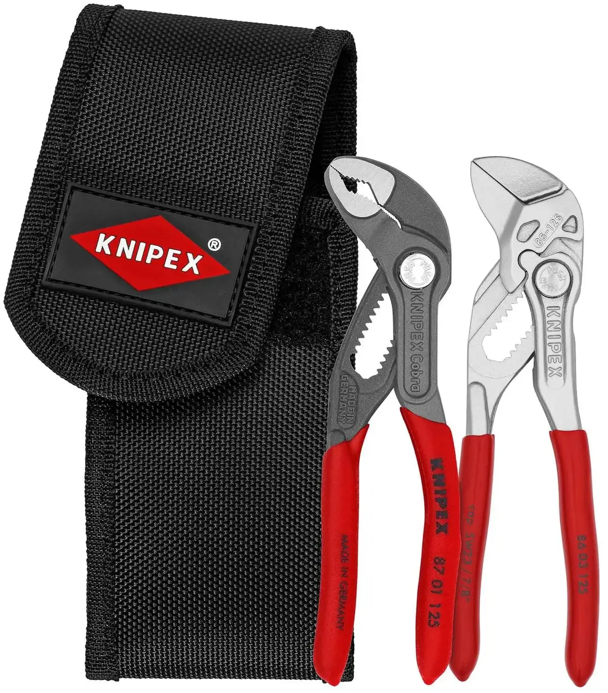 Knipex Mini Plier Set In Tool Belt Pouch 2 Pieces Pliers Wrench Xs Cobra Xs 125Mm 00 20 72 V04 1