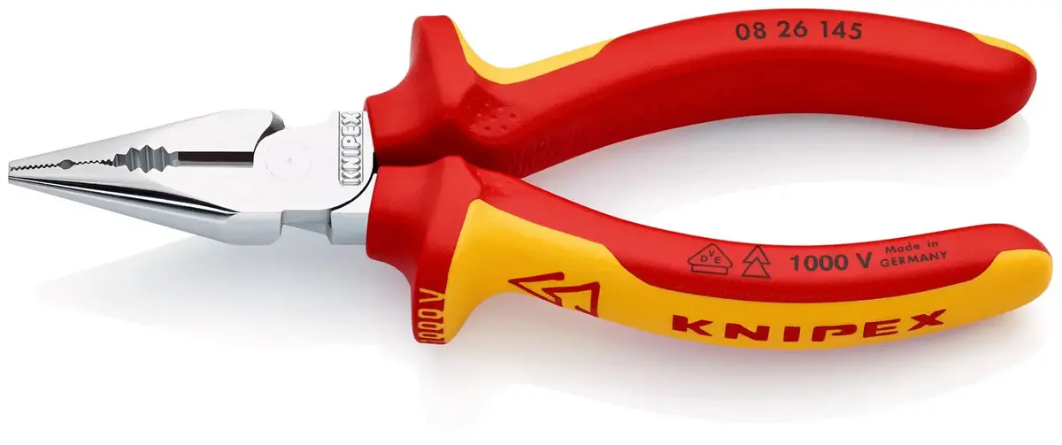 Knipex Needle Nose Combination Pliers 145Mm Vde Chrome Multi Component Grips 08 26 145 Sb 1