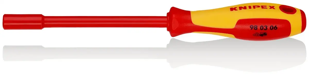Knipex Nut Driver With Screwdriver Handle 6.0Mm Vde Insulated Multi Component Grips 232Mm 98 03 06 1