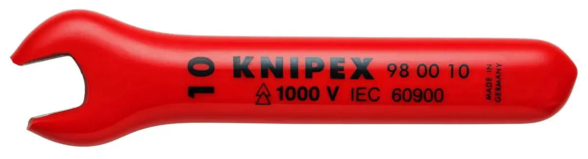Knipex Open End Wrench Spanner 10Mm Insulated Vde 1000V 105Mm Long 15° Jaw Angle 98 00 10 1