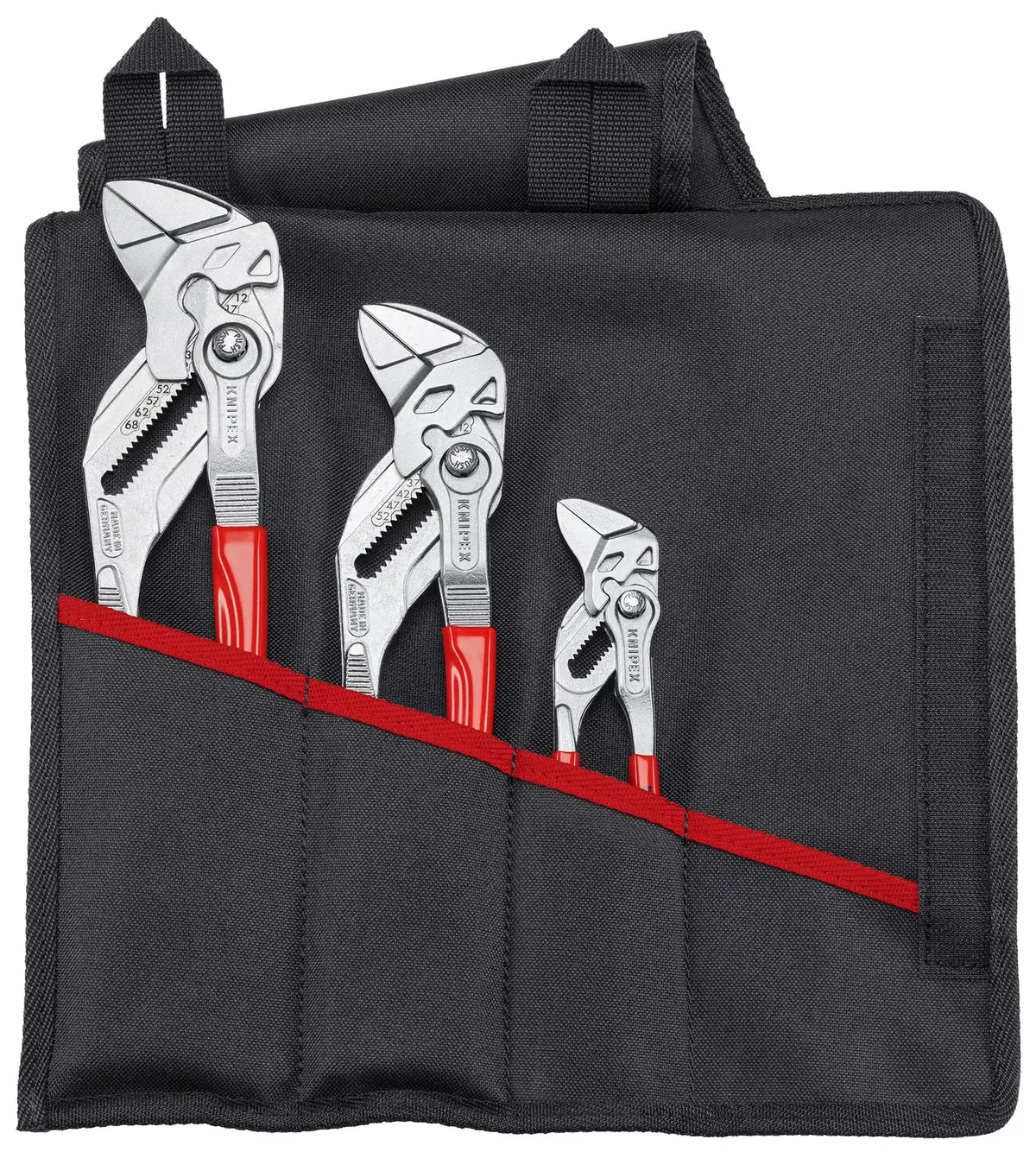 Knipex Pliers Wrench Set 3 Piece In Tool Roll Chrome Plated 150-300Mm 00 15 55 S7 1