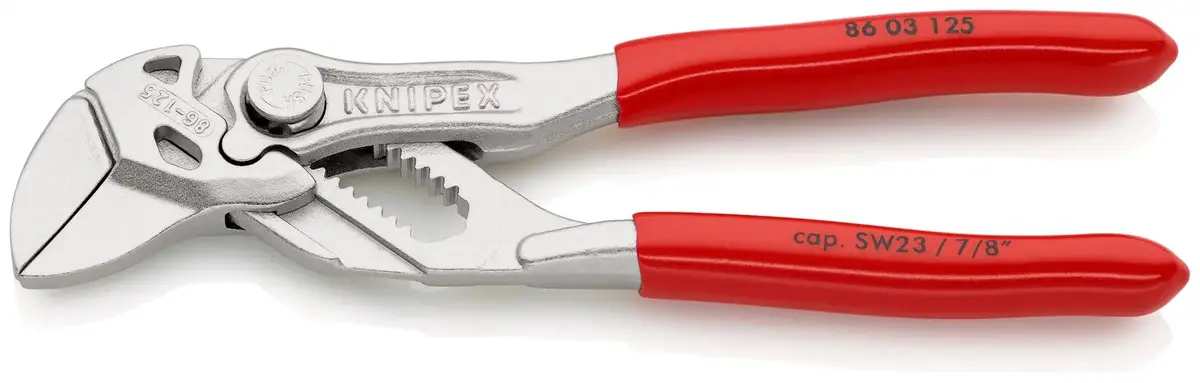 Knipex Pliers Wrench Slip Joint Plier 125Mm Chrome Plastic Coated Handles 86 03 125 Sb 1