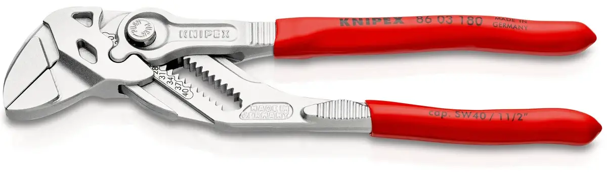 Knipex Pliers Wrench Slip Joint Plier 180Mm Chrome Plastic Coated Handles 86 03 180 Sb 1