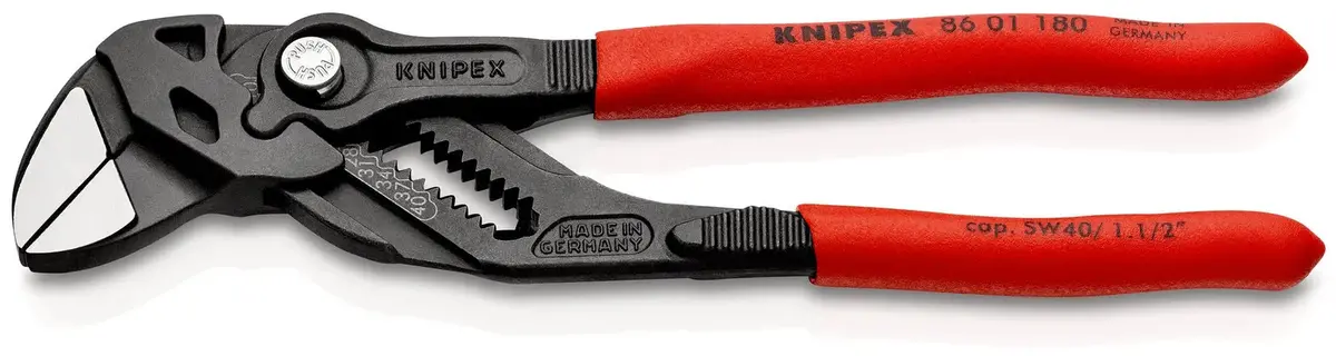 Knipex Pliers Wrench Slip Joint Plier 180Mm Plastic Coated Handles Non Slip 86 01 180 Sb 1