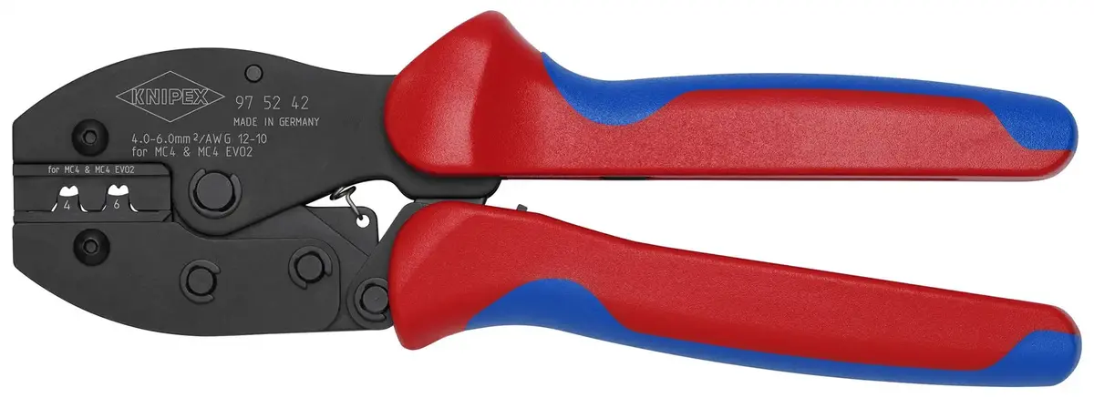 Knipex Preciforce Crimping Pliers For Mc4/Mc4 Evo 2 Connectors With Multi Component Handles 220Mm 97 52 42 1