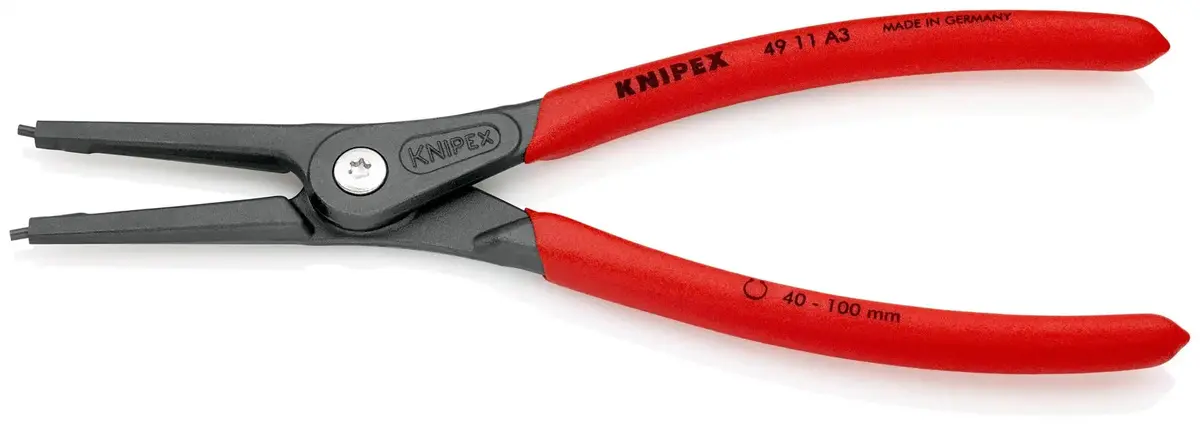 Knipex Precision Circlip Pliers For External Circlips On Shafts 225Mm 2.3Mm Diameter Tips 49 11 A3 1