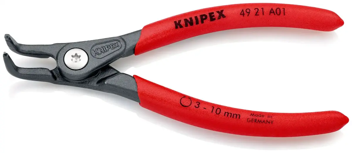 Knipex Precision Circlip Pliers For External Circlips On Shafts 90° Angled 130Mm 0.9Mm Diameter Tips 49 21 A01 1