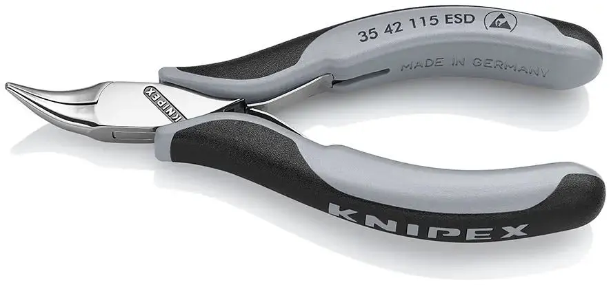 Knipex Precision Electronics Bent Nosepliers Esd 115Mm Black/Grey Multi Component Grips 35 42 115 Esd 1