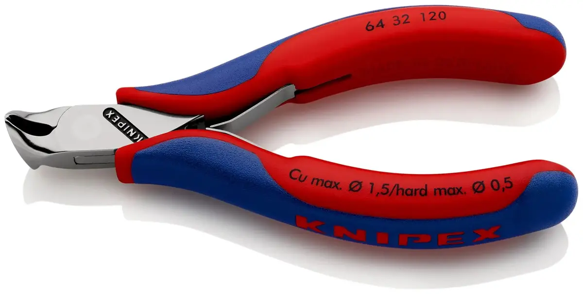 Knipex Precision Electronics End Cutting Nipper Pliers 15° Bend 120Mm Multi Component Grips 64 32 120 1
