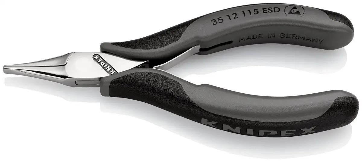 Knipex Precision Electronics Gripping Pliers Esd 115Mm Black/Grey Multi Component Grips 35 12 115 Esd 1