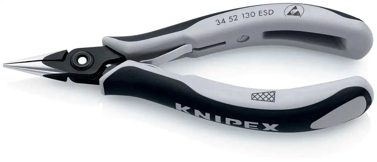 Knipex Precision Electronics Gripping Pliers Esd 130Mm Black/Grey Multi Component Grips 34 52 130 Esd 1