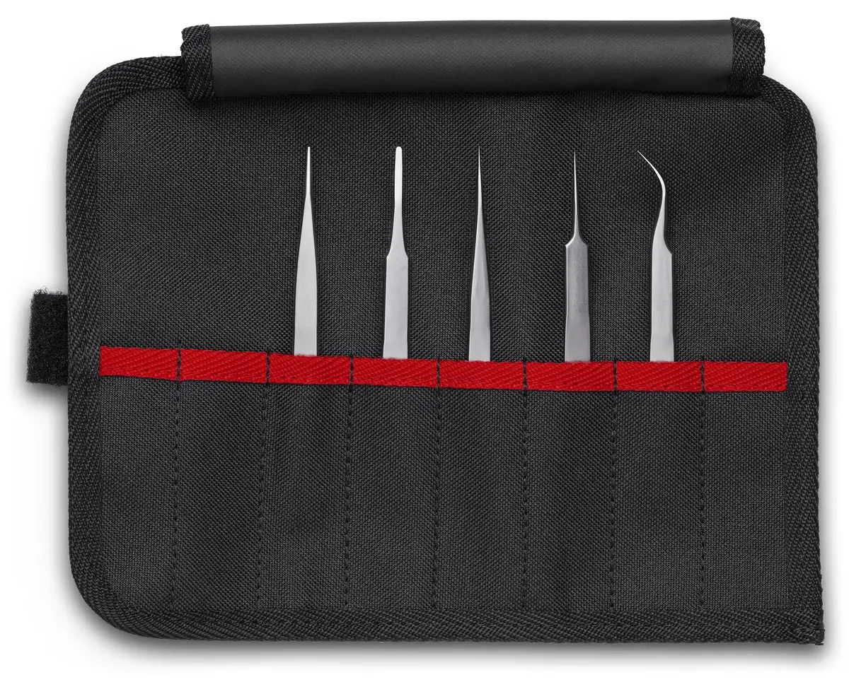 Knipex Precision Tweezers Set In Tool Roll 5 Pieces 92 00 02 1