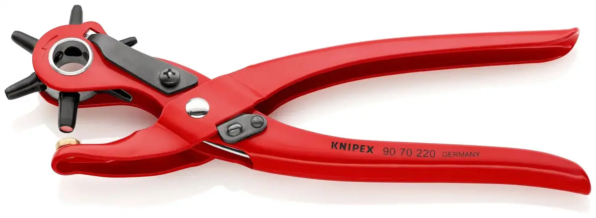 Knipex Revolving Punch Pliers 2-5Mm Capacity 220Mm For Fabrics Leather Paper Soft Plastic 90 70 220 1