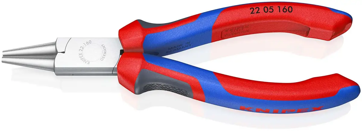 Knipex Round Nose Pliers 160Mm Chrome With Comfort Handles 22 05 160 1