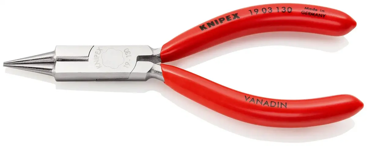 Knipex Round Nose Pliers With Cutting Edge Jewellers Pliers 130Mm Plastic Coated 19 03 130 1