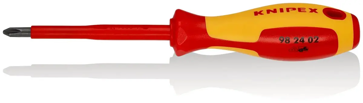 Knipex Screwdriver For Phillips Screws Ph2 X 100Mm Vde Insulated Multi Component Grips 212Mm 98 24 02 1