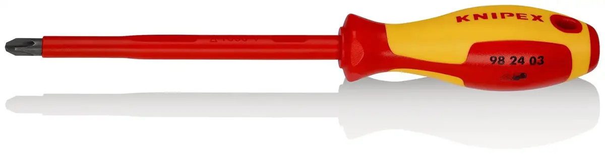 Knipex Screwdriver For Phillips Screws Ph3 X 150Mm Vde Insulated Multi Component Grips 270Mm 98 24 03 1