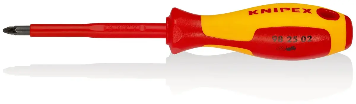 Knipex Screwdriver For Pozi Screws Pz2 X 100Mm Vde Insulated Multi Component Grips 212Mm 98 25 02 1