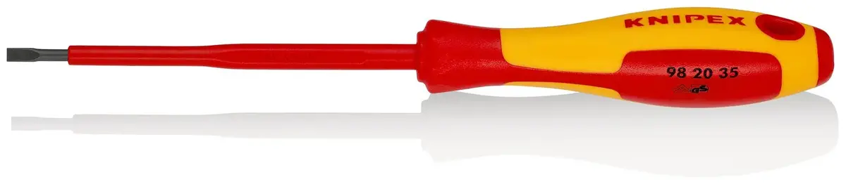 Knipex Screwdriver For Slotted Screws 3.5 X 0.6Mm Vde Insulated Multi Component Grips 202Mm 98 20 35 1