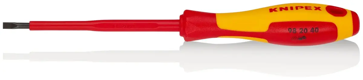 Knipex Screwdriver For Slotted Screws 4.0 X 0.8Mm Vde Insulated Multi Component Grips 202Mm 98 20 40 1