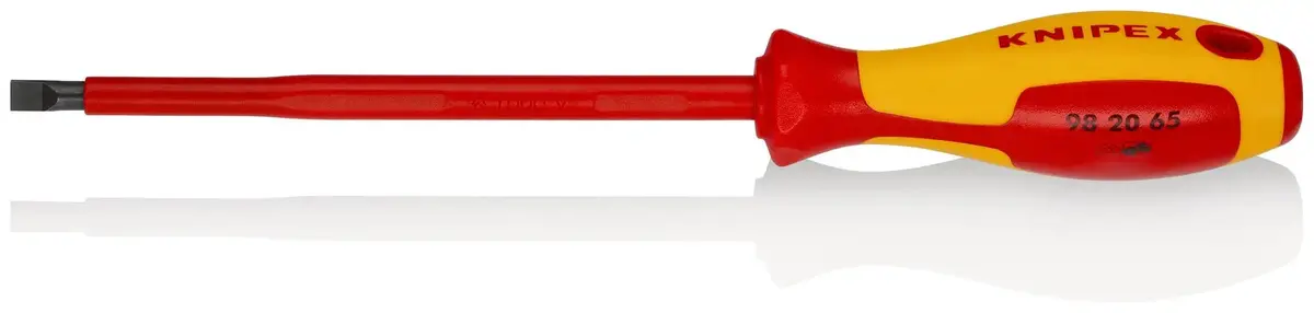 Knipex Screwdriver For Slotted Screws 6.5 X 1.2Mm Vde Insulated Multi Component Grips 262Mm 98 20 65 1