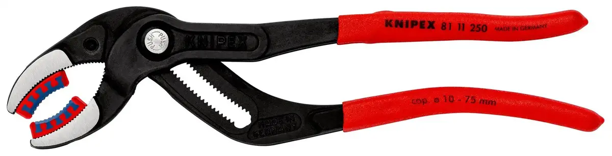 Knipex Siphon And Connector Pliers Plastic Jaws For Traps Tube Fittings Connectors 250Mm Plastic Coated 81 11 250 Sb 1