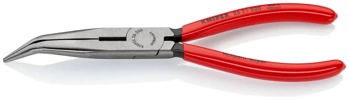 Knipex Snipe Nose Side Cutting Pliers 40° Bend 200Mm Plastic Coated Handles 26 21 200 1