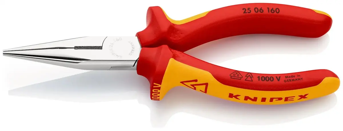 Knipex Snipe Nose Side Cutting Pliers Radio Plier 160Mm Vde Chrome Multi Component Grips 25 06 160 Sb 1