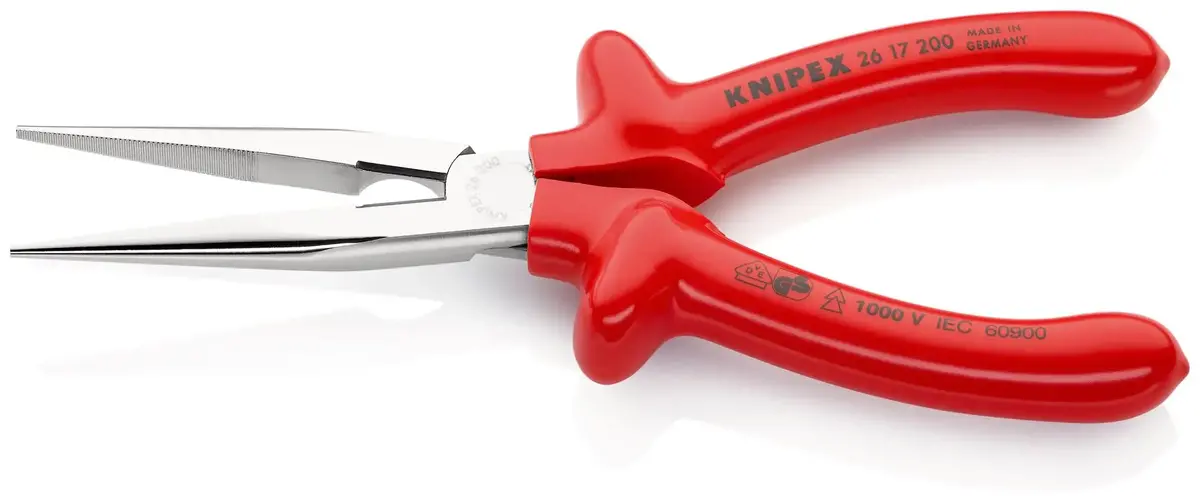 Knipex Snipe Nose Side Cutting Pliers Stork Beak Plier 200Mm Vde Dipped Insulation Handles 26 17 200 2