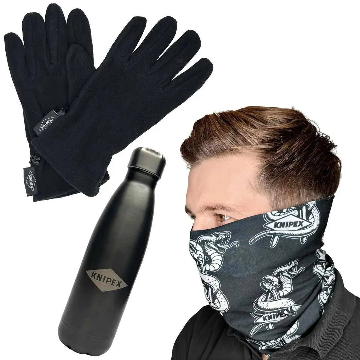Knipex Snood Gloves And Bottle Set 1