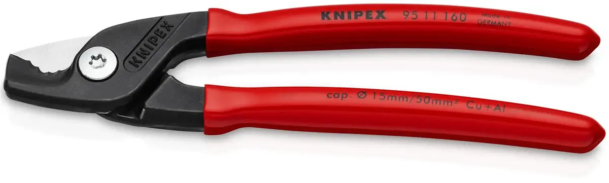 Knipex Stepcut Cable Shears Cutting Pliers 15Mm Capacity 160Mm Plastic Coated Handles 95 11 160 Sb 1