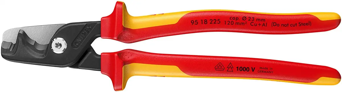 Knipex Stepcut Xl Cable Shears Cutting Pliers 225Mm Vde Insulated Multi Component Grips 95 18 225 1