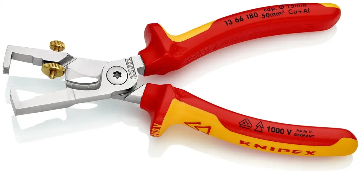 Knipex Strix Insulation Strippers With Cable Shears 180Mm Vde Chrome Multi Component Grips 13 66 180 Sb 2