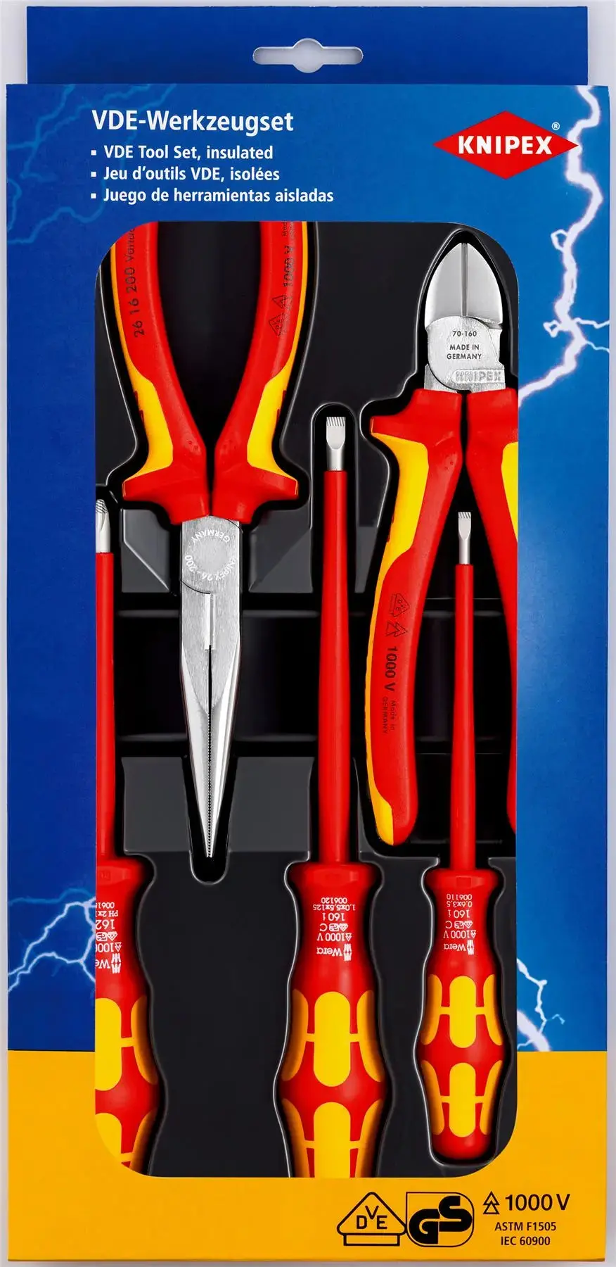 Knipex Vde Screwdriver Plier Set 5 Pieces Snipe Nose Side Cutters And Wera Screwdrivers 00 20 13 1
