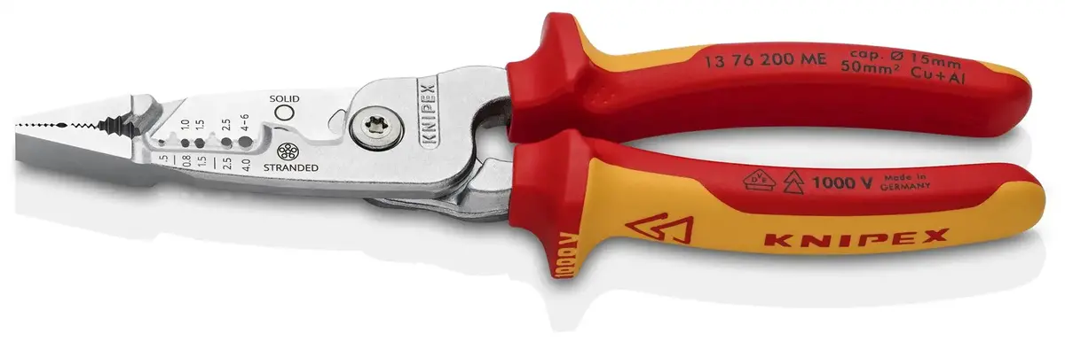 Knipex Wirestripper Stripping Pliers 200Mm Metric Version Vde 1000V Multi Component Grips 13 76 200 Me Sb 1