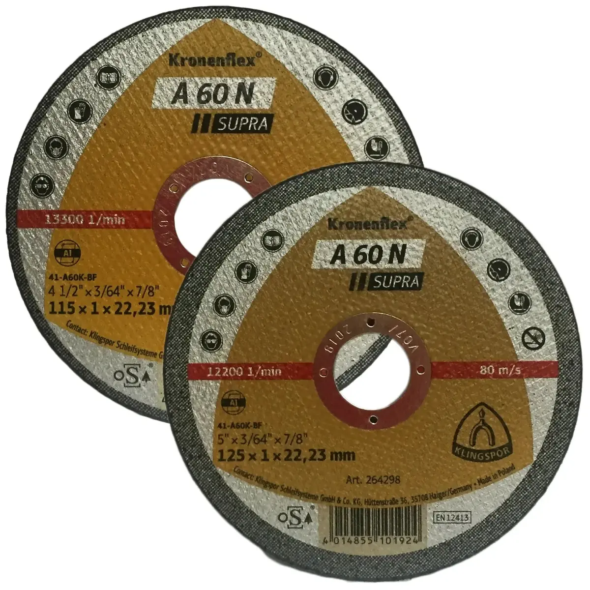 Klingspor A60n Supra 1Mm Aluminium Cutting Discs 115Mm 125Mm Diameter 1