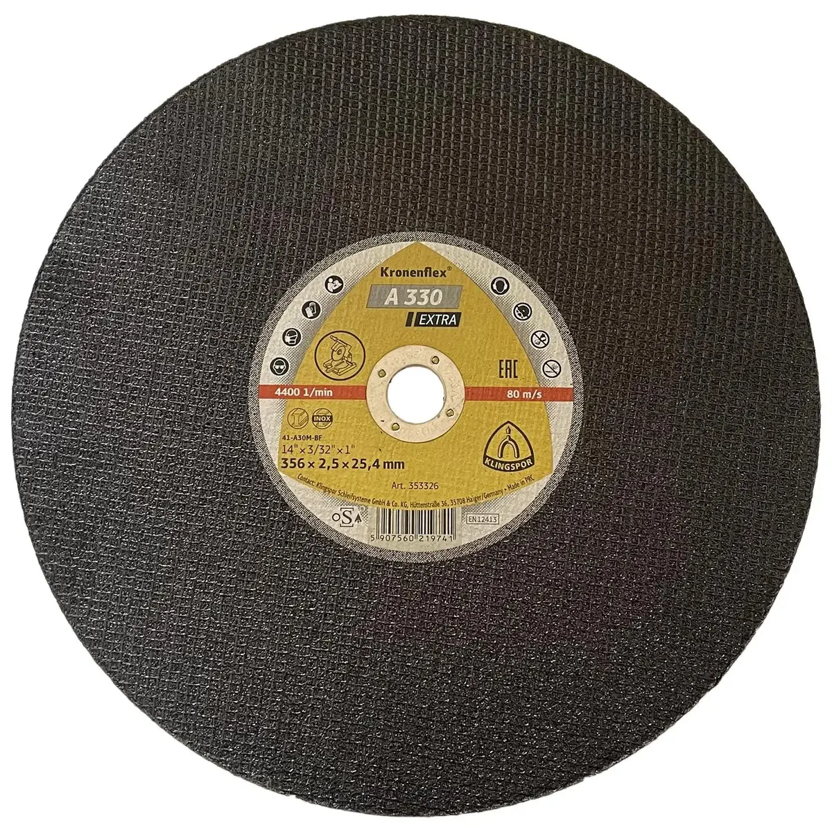 Klingspor Chop Saw Cutting Discs A330 Extra Kronenflex 356Mm X 2.5Mm X 25.4Mm 1