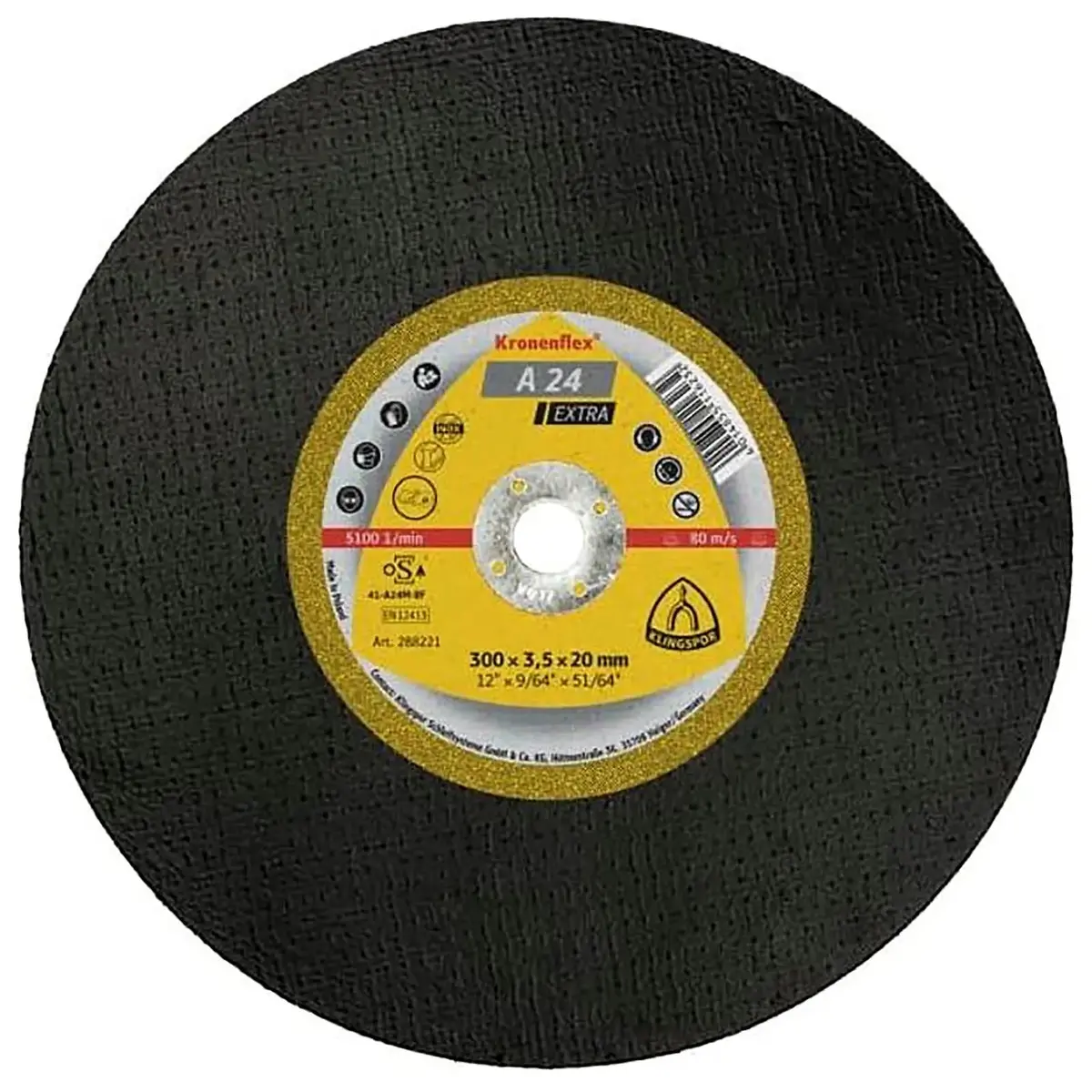 Klingspor Cutting Disc 300Mm X 3.5Mm X 20Mm Bore Cut Off Wheel Kronenflex A24 Extra 1