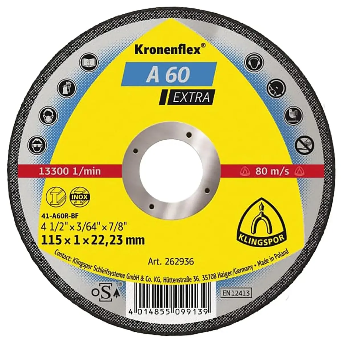Klingspor Cutting Slitting Discs Stainless Steel Metal 115Mm X 1Mm A60 Extra Angle Grinder Blade - Choose Pack Size 1